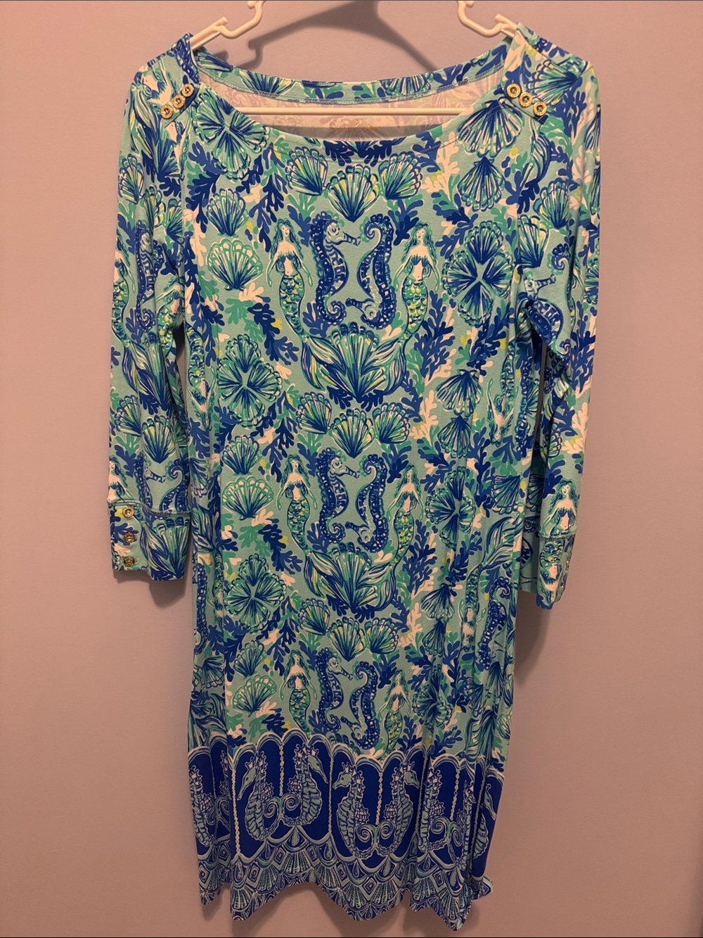 Lilly Pulitzer Sophie Dress Seeing Double Mermaid Seahorse Size S